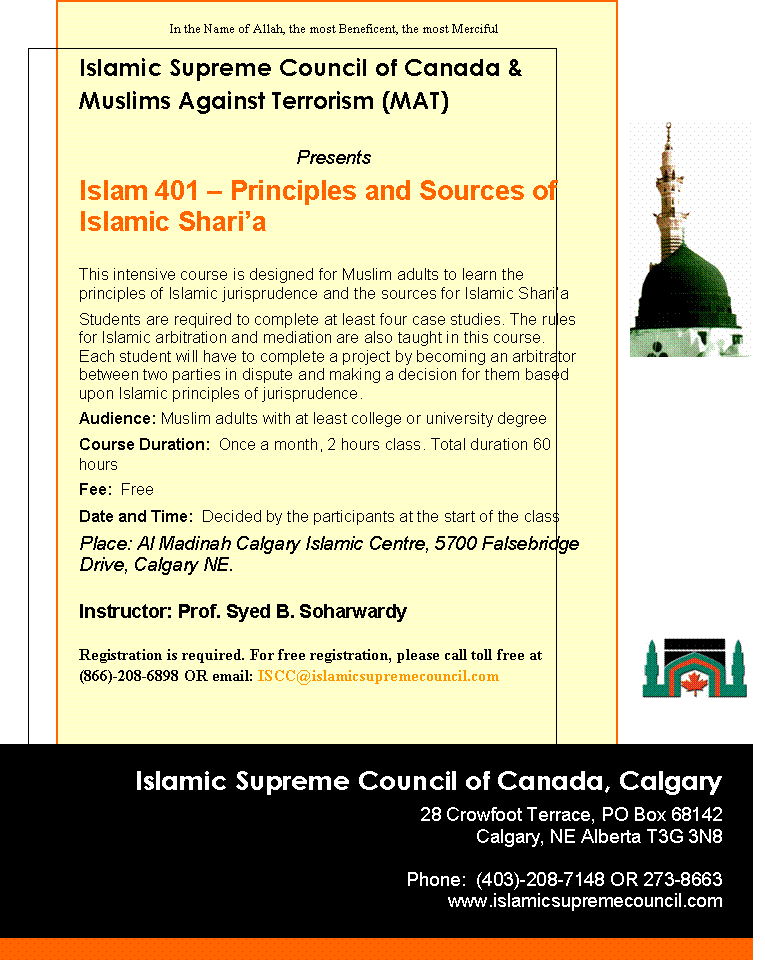Islam 401 - Principles and Sources of Islamic Shari'a